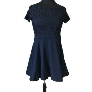 City Studio Navy Lace Skater Dress Size 11/12